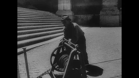 1940-Second World War / Equestrian Statue of Marcus Aurelius / Protecting / Rome Stock Footage