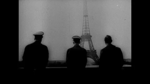 1940 WORLD WAR TWO FALL OF FRANCE: Hitler and Nazis march Stock Footage 77818553