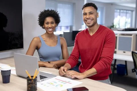 Portrait of happy multiracial male and female advisors with laptop working at office during meeting. unaltered, business, teamwork, modern office and technology concept. xkwx Two People, Young Adult, Man, Male, Mixed-Race, Woman, Female, Black, People, Portrait, Happy Multiracial, Male Female, Advisor, Laptop, Working, Office, Meeting, Unaltered, Business, Teamwork, Modern Office, Technology Concept, Computer, Team, Businessman, Professional, Work, Corporate, Businesswoman, Job, Communication, Workplace, Internet, Person, Technology, Finance, Manager, Young, Discussion, Success, Desk, Happy, Multiracial, Modern, Concept