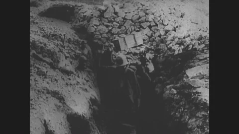 1940s, 1914-German troops surrender in France in 1914, Le Marechal Ferdinand Stock Footage 85649716