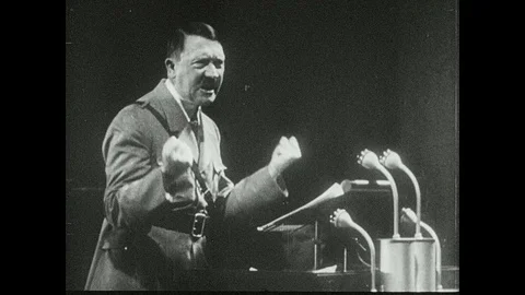 1940s: Adolf Hitler gives speech, gestic... | Stock Video | Pond5