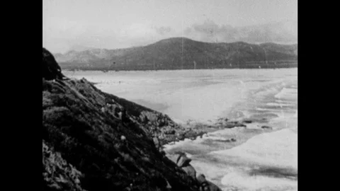 1940s: AFRICA: Cape of Good Hope, gateway to Cape town. Castle Films. Waves on Stock Footage 103555845