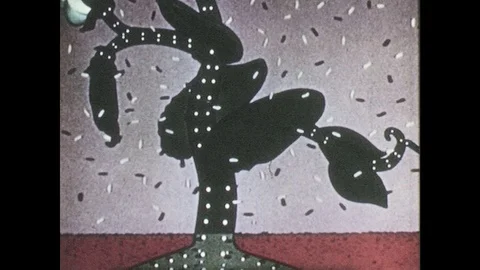 1940s: Animated depiction of plant life, with movement illustrating the use of Stock Footage
