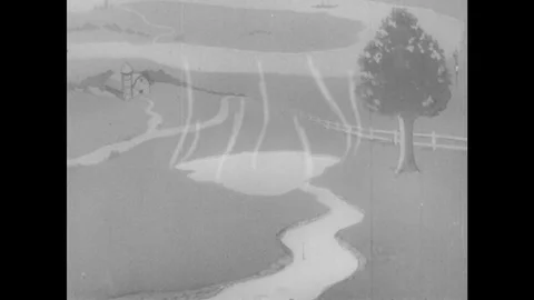 1940s: Animation: water puddle evaporate... | Stock Video | Pond5