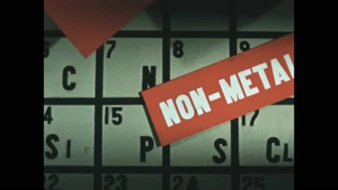 1940s: Arrow points to elements on chart. Coal, sulfur and matches appear on Stock Footage 194190304