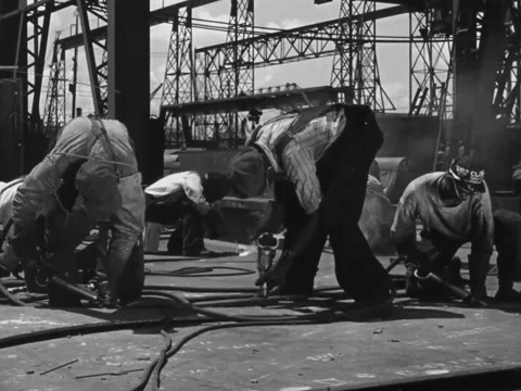 1940s: Black construction workers Stock Footage 229741857