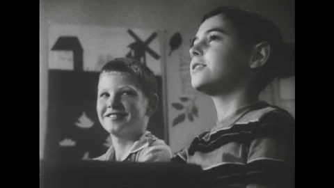 1940s: Boy Answers Question in Math Lesson Stock Footage 74855948
