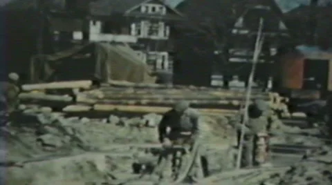 1940's - Bridge Construction - Jackhammer - Niagara falls Stock Footage 6527061