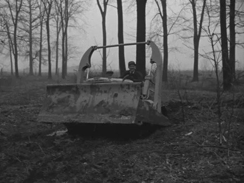 1940s: Bulldozer in action Stock Footage 231425014