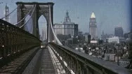 1940S Cars Driving Across Over Brooklyn Bridge Nyc 1950S Vintage Film Home Movie Stock Footage