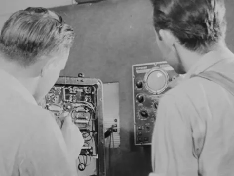 1940s: Electronics repair Stock Footage 158174114