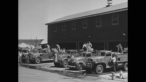 1940s - Elementary school students leave campus on the Los Alamos base in New Stock Footage 230279374