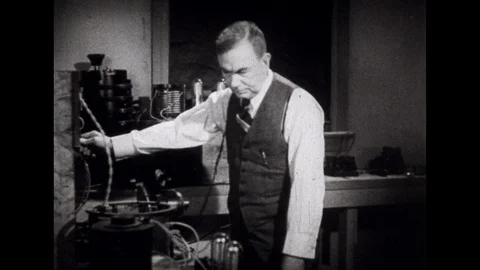 1940s: Engineer builds an early receiver in the Westinghouse lab. Video stock 113940583