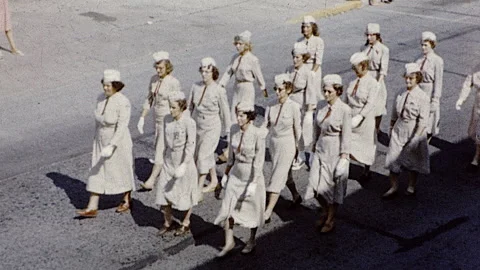 1940s Female Women Soldiers March US Service Women Vintage Film Home Movie Stock Footage