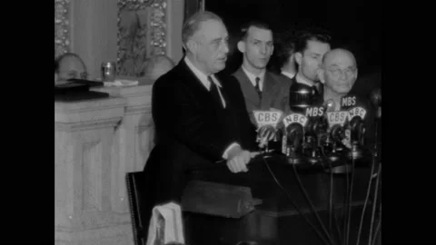 1940s: Franklin D. Roosevelt speaking in... | Stock Video | Pond5