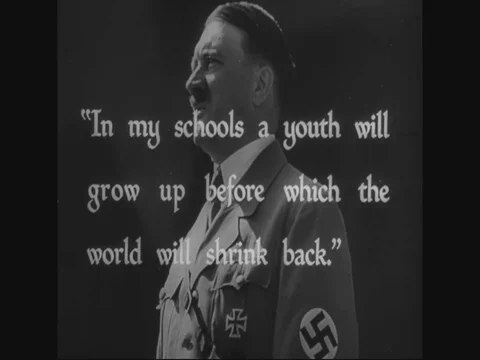 1940s - Hitler gives a speech extolling brutality and encouraging youth to be Stock Footage