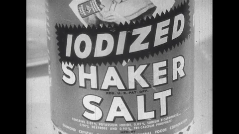 1940s: Iodized Shaker Salt Stock Footage 74925754