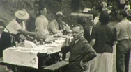 1940S Italian Family Reunion Feast Picnic Outdoors Italy Vintage Film Home Movie Stock Footage