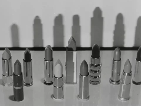 1940s: Lipstick display Stock Footage 219443423