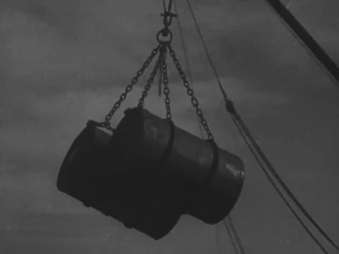 1940s: Loading items at port Stock Footage 229442618