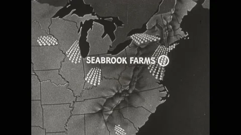 1940s: Map of United States. Map of Northeast. View of processing plant and Stock Footage 152532632