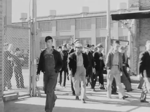 1940s: Men leaving work Stock-Footage 158248775