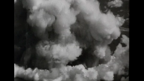 1940s: Mushroom cloud from atomic bomb. Atomic bomb explodes on Bikini Atoll. 動画素材 109380223