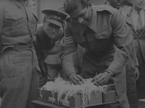 1940s: Naval officers look at documents Stock Footage 229726249
