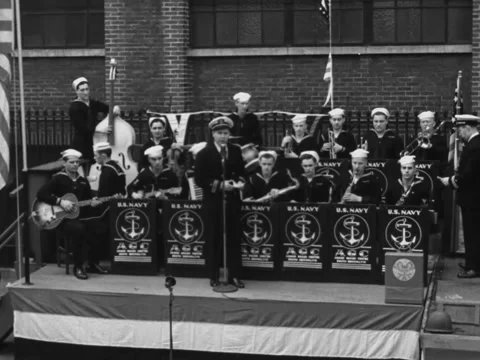 1940s: Navy band performs Stock Footage 231730574