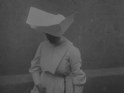 1940s: Nun in large hat Video stock 229726391