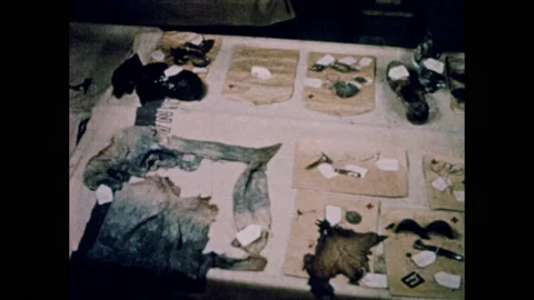 1940s: Objects, shoes, shredded clothes, and other items found near bodies after Stock Footage 171233926