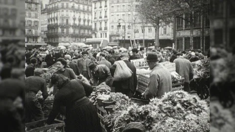 1940s PARIS Central Market Les Halles French Fresh France Vintage Film Movie