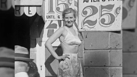 1940s Vintage British Porn - 1930s Peep Show Woman Strip In Underwear... | Stock Video | Pond5