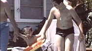 1940S People Kid Jump Leap Into Swimming Pool Children Vintage Film Home Movie Stock Footage