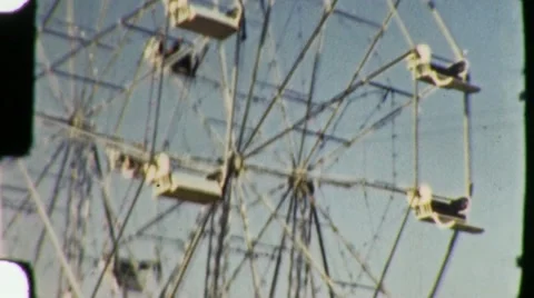 1940s People Ride FERRIS WHEEL Amusement Park Vintage Film Retro 8mm Home Movie Stock Footage