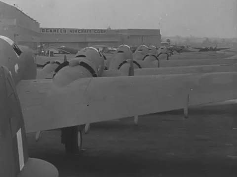 1940s: Planes on tarmac Stock Footage 229206546