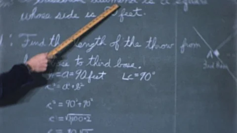 1940s Pointer Blackboard Teacher Math School Class Students Vintage Film Movie Stock Footage 74117578