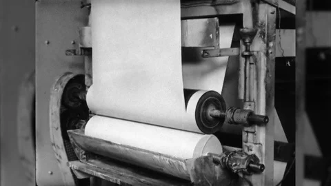 1940s Printing Press Men Printshop Newspaper People Printers  Vintage Film Movie Stock Footage