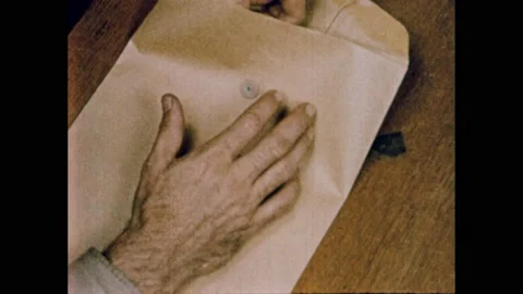 1940s: Red Cross envelope containing identifying details from bodies. Slides, Stock Footage 171233943