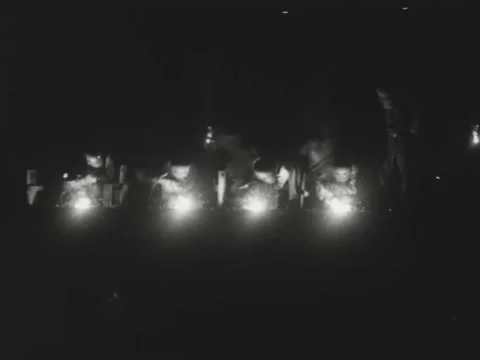 1940s: Row of four welders Stock Footage 229440141