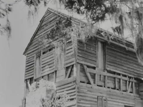 1940s: Run-down rural house Stock Footage 221374728