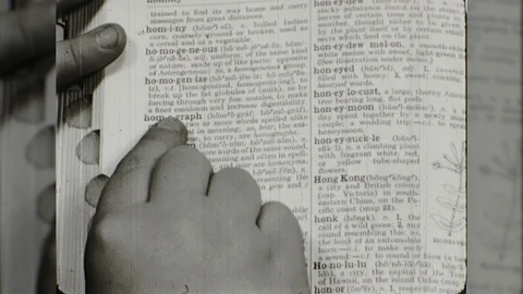1940s School Boy Kid Learns to Use Dictionary Homonyms Old Vintage Film Movie Stock Footage 96230276
