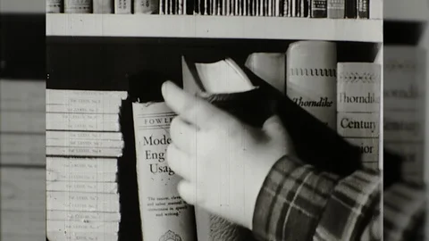 1940s School Boy Student Kid Learns to Use Dictionary Old Vintage Film Movie Stock Footage
