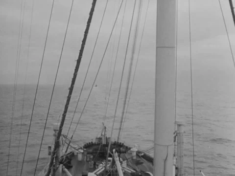 1940s: Ship's deck Stock Footage 221382840