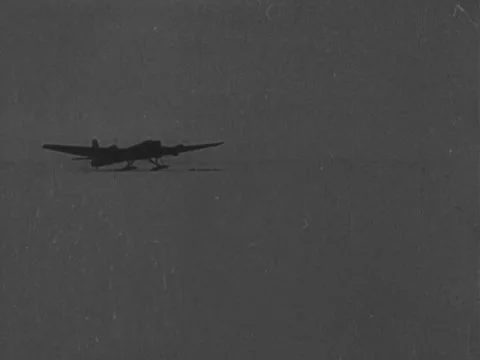 1940s: Soviet plane lands in snow, pilot exits Stock-Footage 229440907