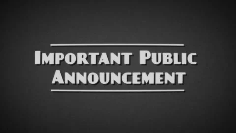 1940s-style Caption Board With The Words ‘Important Public Announcement’ Stock Footage 244583442