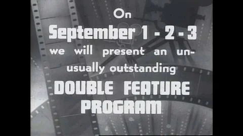 1940s - A trailer for a special double feature program at a movie theater. Stock Footage 145412554