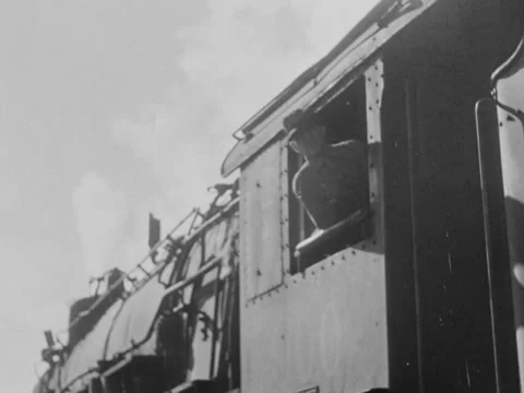 1940s: Train conductor Stock Footage 158174846