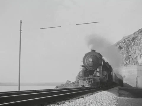 1940s: Train emerges from tunnel Stock Footage 158175229