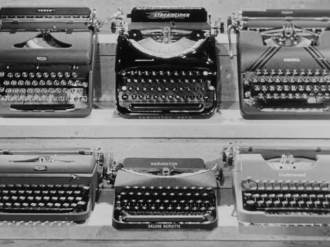 1940s: Typewriters on display Stock Footage 219443480